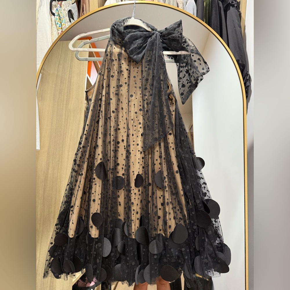 Elegant Black Polka Dot Mini Dress